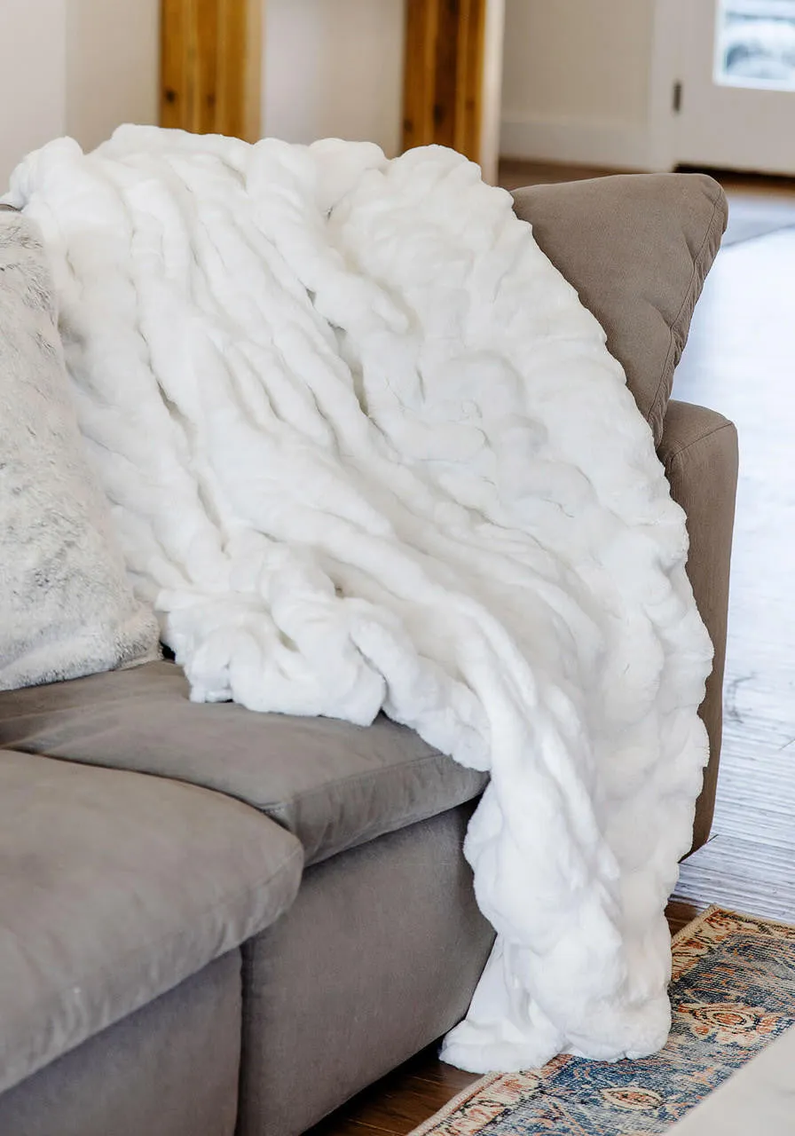 Couture Collection Snow Mink Faux Fur Throws - 60"x72"