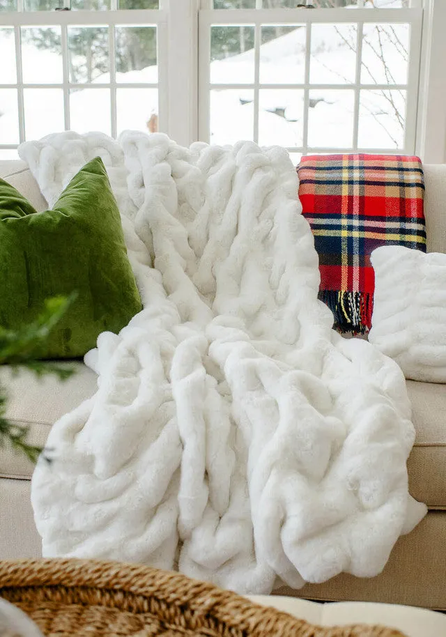 Couture Collection Snow Mink Faux Fur Throws - 60"x72"