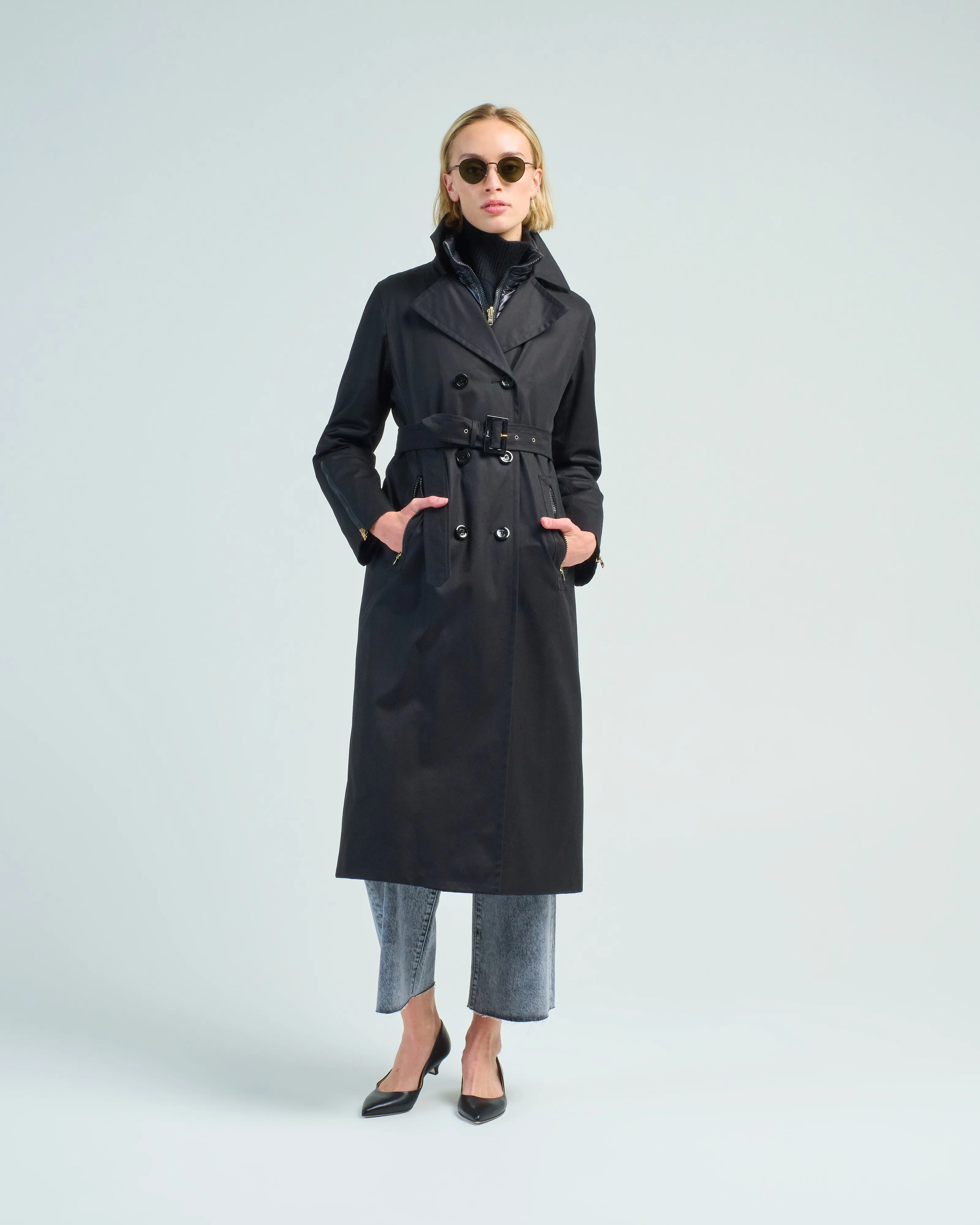 delon cotton double breasted trench 3 in 1