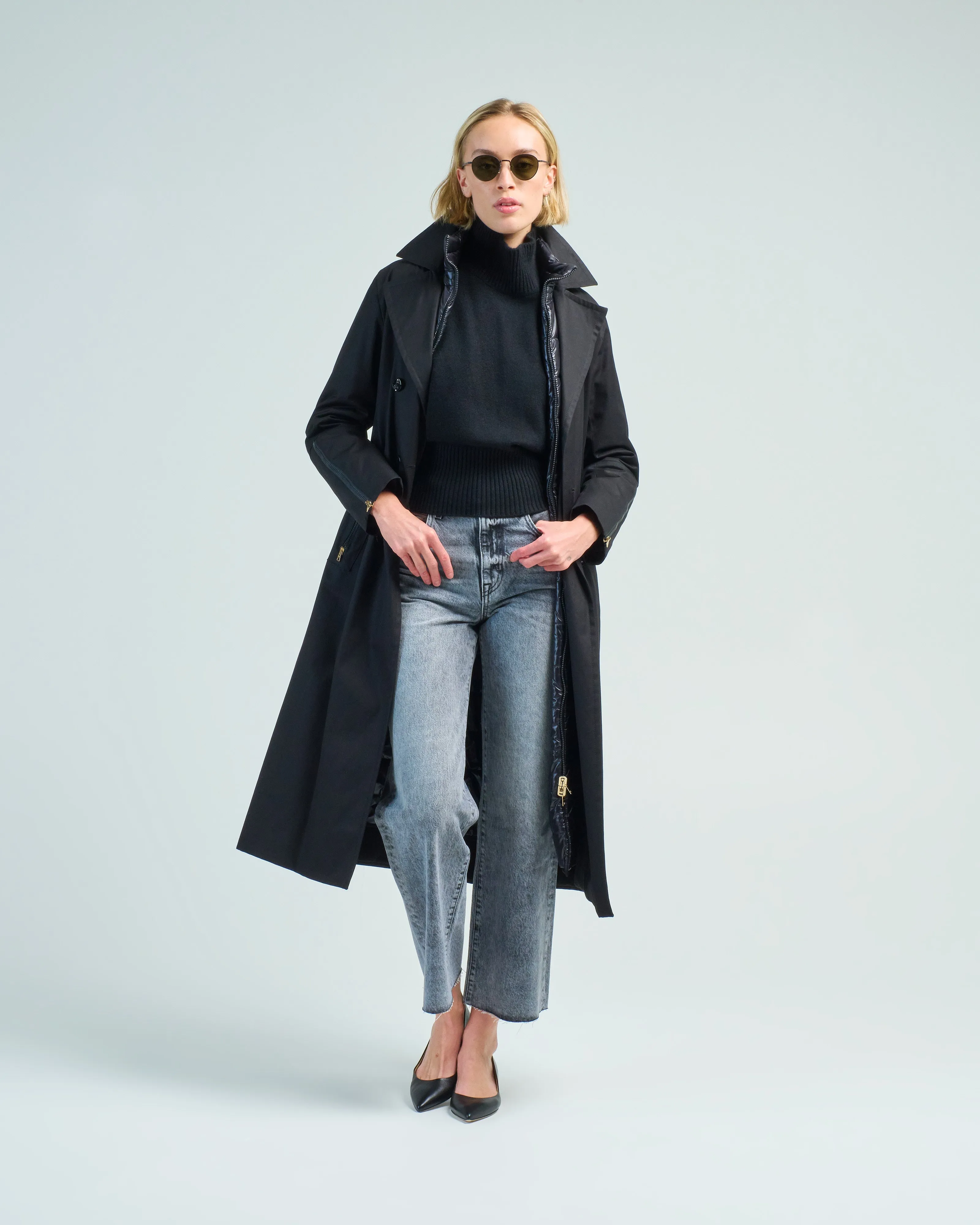 delon cotton double breasted trench 3 in 1