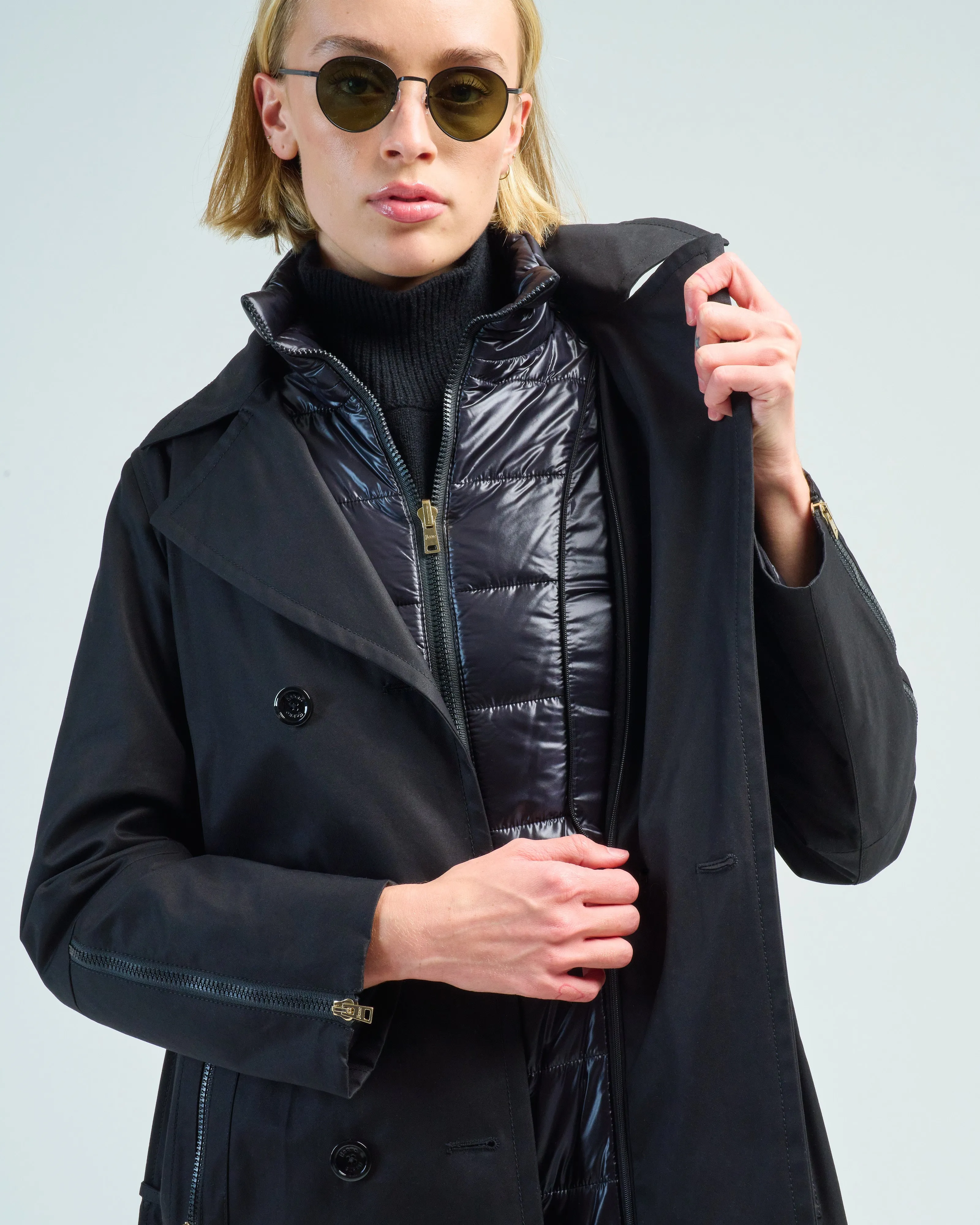 delon cotton double breasted trench 3 in 1