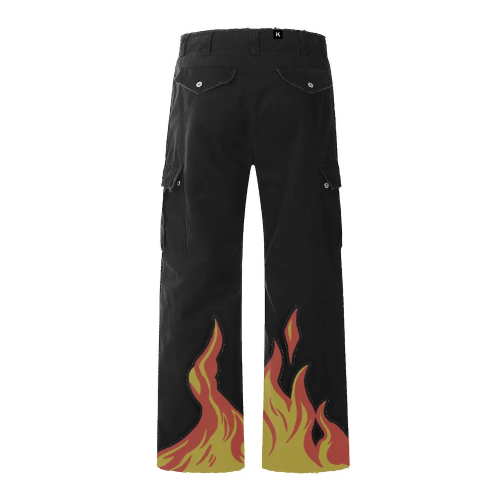 DF Burning Flame Print Jeans