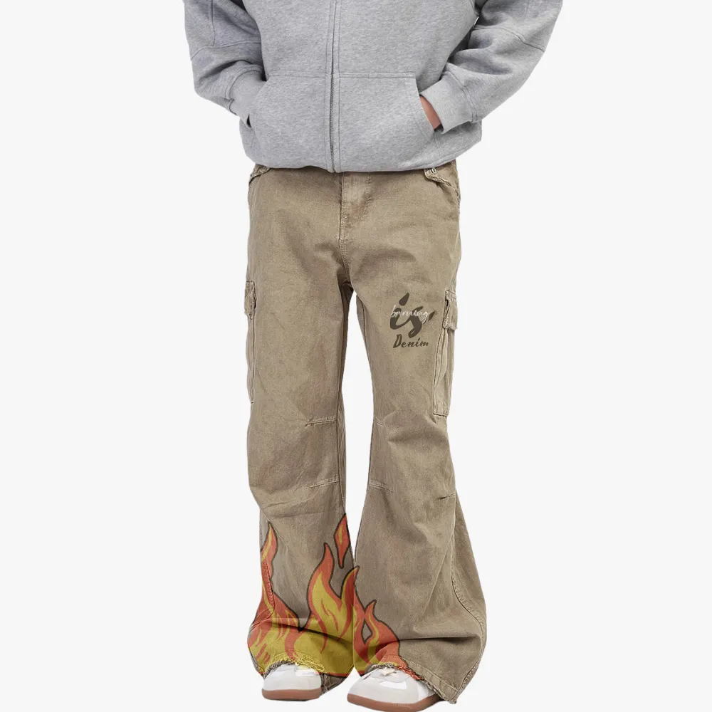 DF Burning Flame Print Jeans