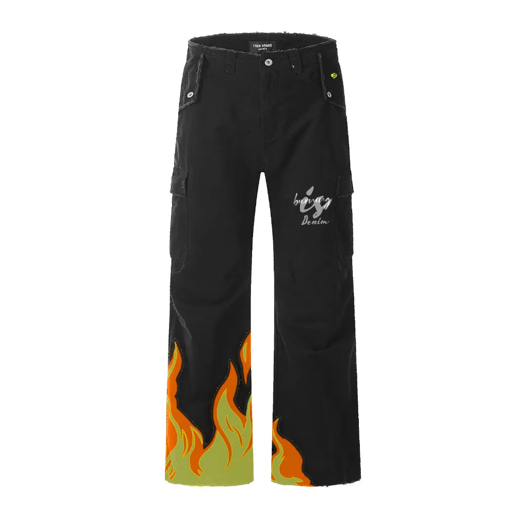 DF Burning Flame Print Jeans