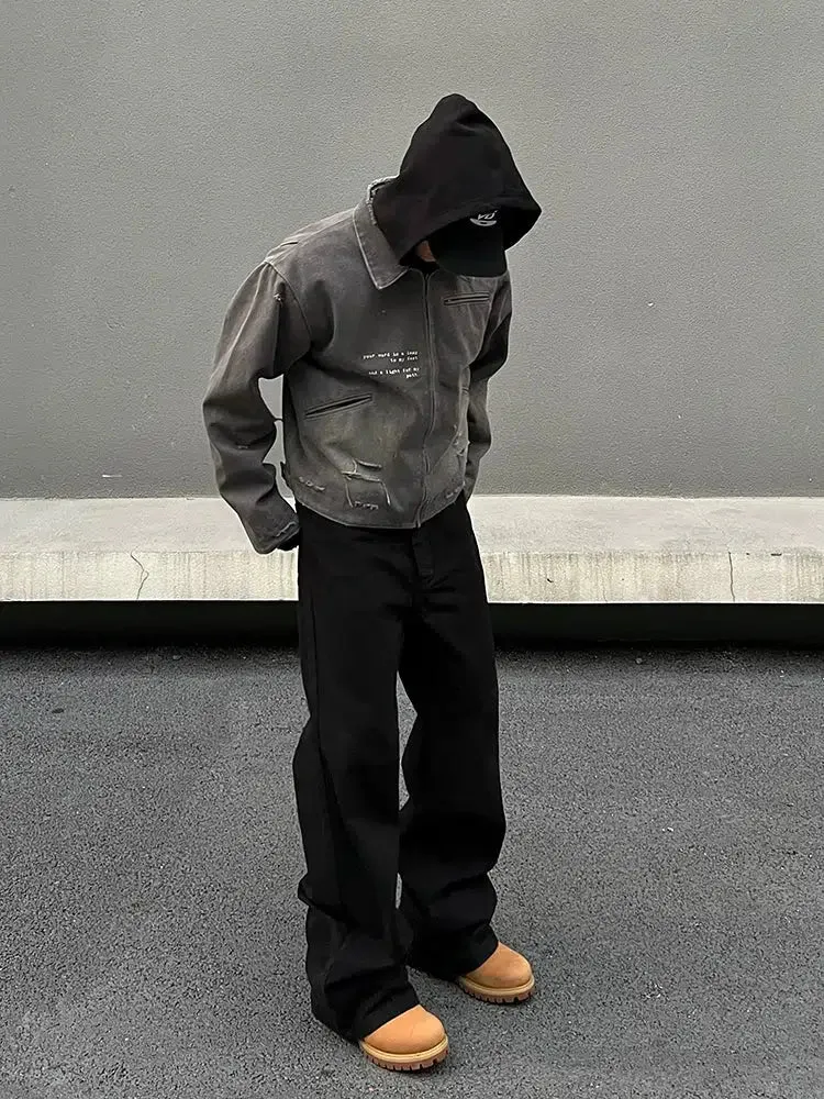 Distressed Pocket Hooded Jacket