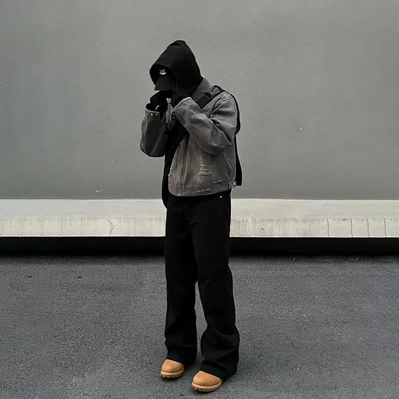Distressed Pocket Hooded Jacket
