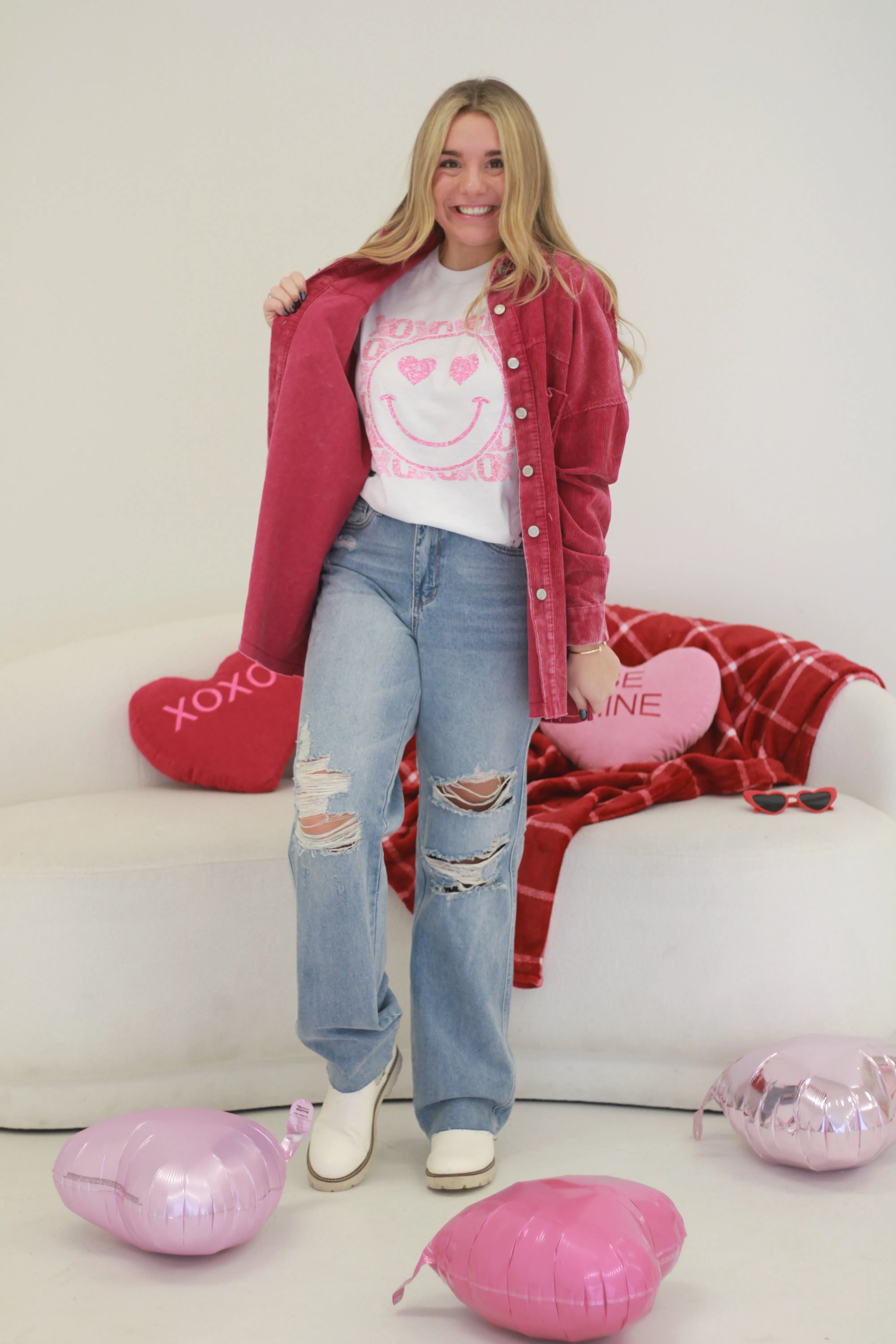 Don't Hesitate Vintage Washed Cord Shacket in Pink