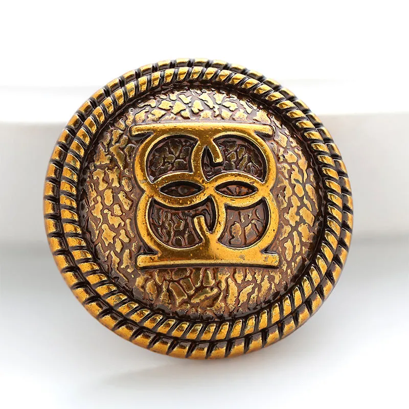 Double Circle Vintage Gold Metal Button for Woolen Coats 10pcs