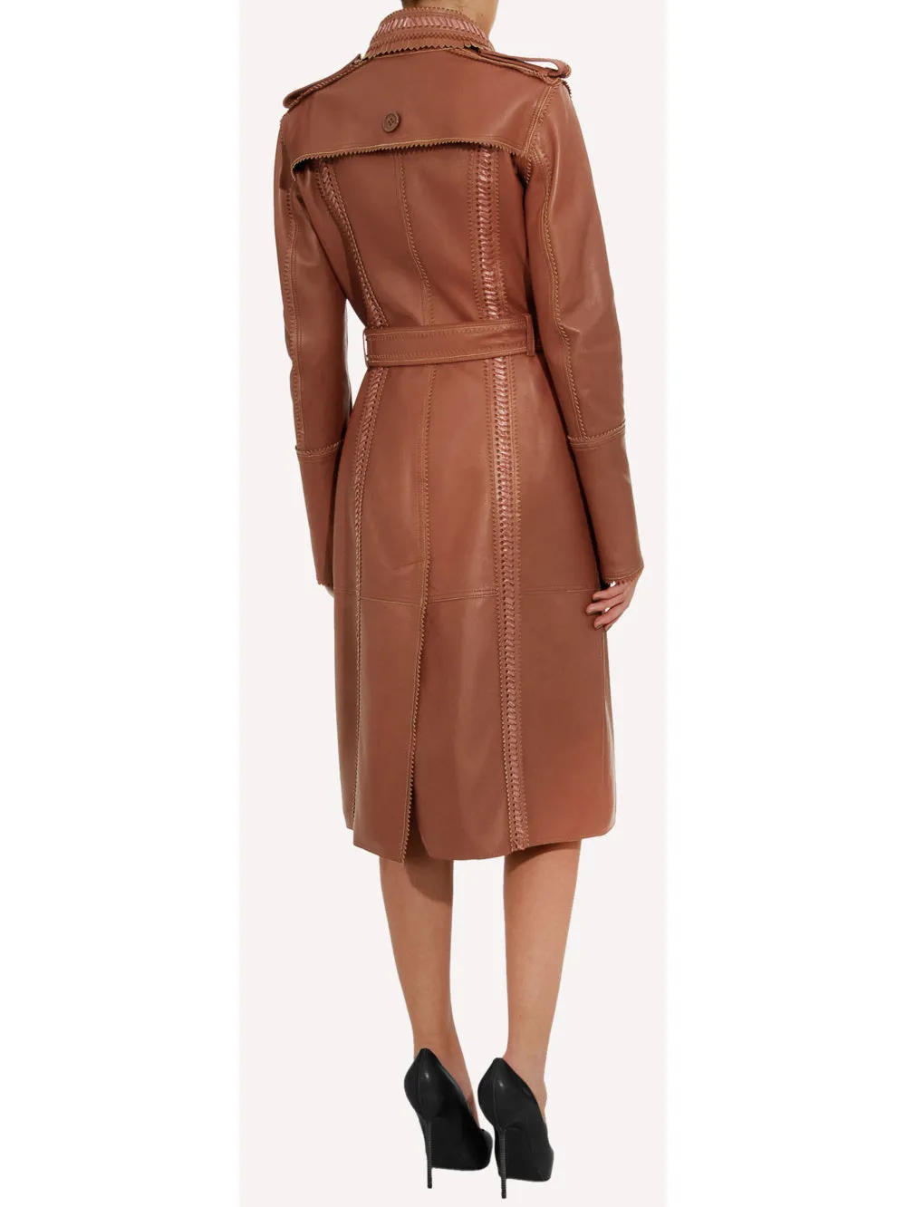 Double-Faced Peppy Leather Trench Coat for Women
