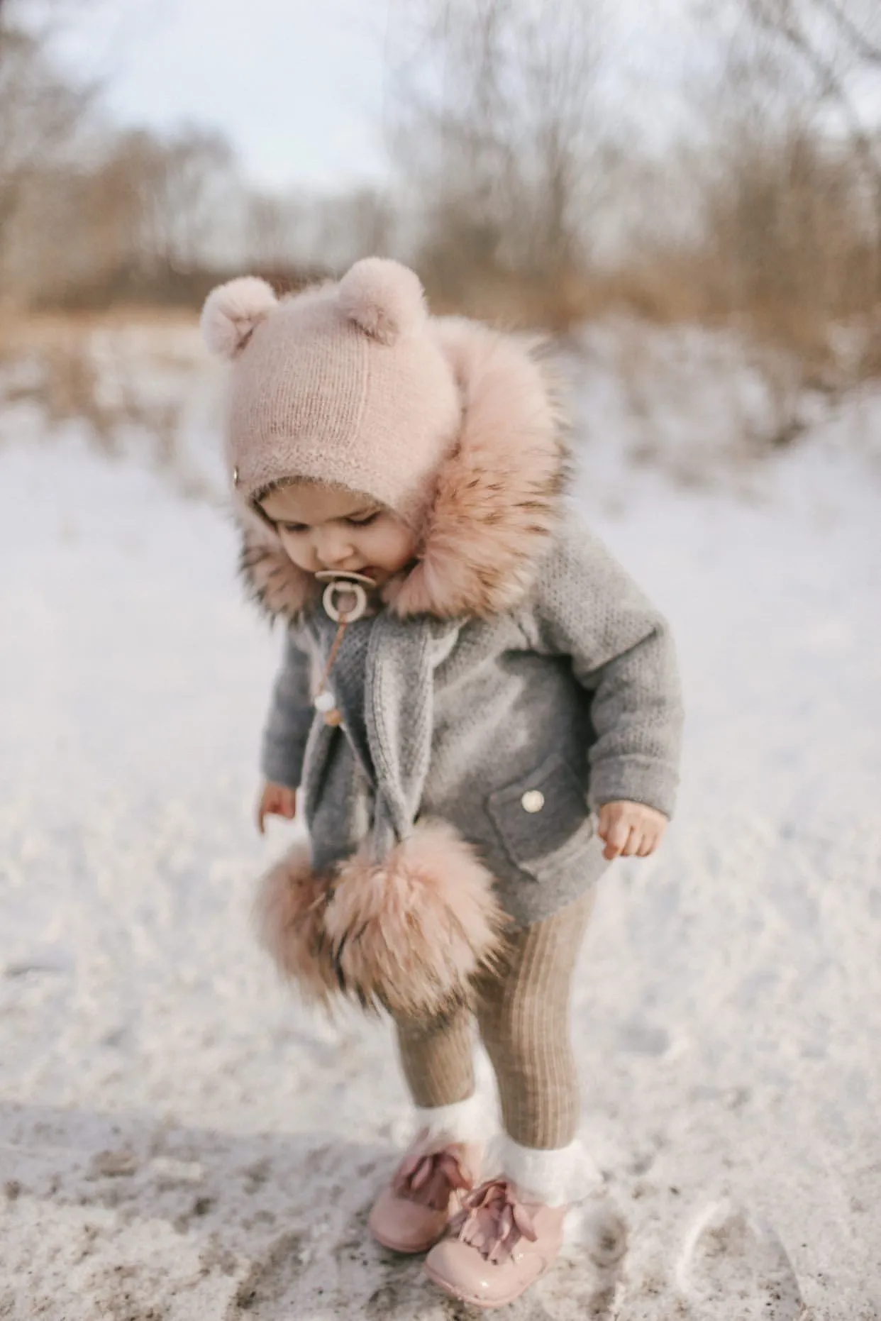 Dusky Pink Cashmere Teddy Hat