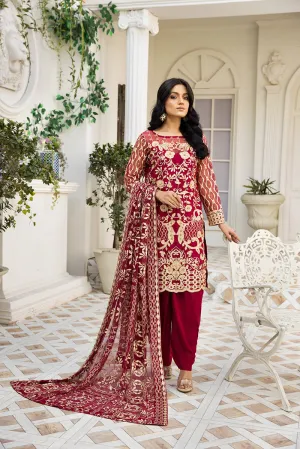 Elegant Red Salwar Kameez with Embroidery Work #PF489