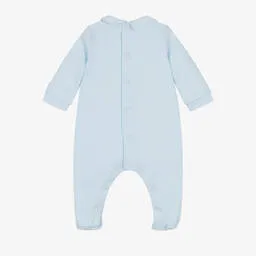 Emile et Rose Boys Blue Cotton Embroidered Babygrow