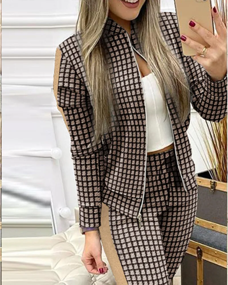 Ensemble 2 pieces pour femme / 2 Piece Set Autumn Winter Zipper Jacket   Long Pants Sports Suit Female Sweatshirt Sportswear Suit For Woman