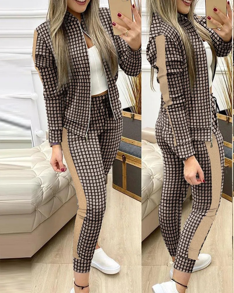 Ensemble 2 pieces pour femme / 2 Piece Set Autumn Winter Zipper Jacket   Long Pants Sports Suit Female Sweatshirt Sportswear Suit For Woman