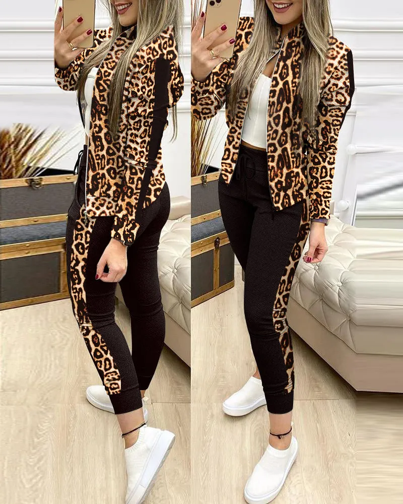 Ensemble 2 pieces pour femme / 2 Piece Set Autumn Winter Zipper Jacket   Long Pants Sports Suit Female Sweatshirt Sportswear Suit For Woman