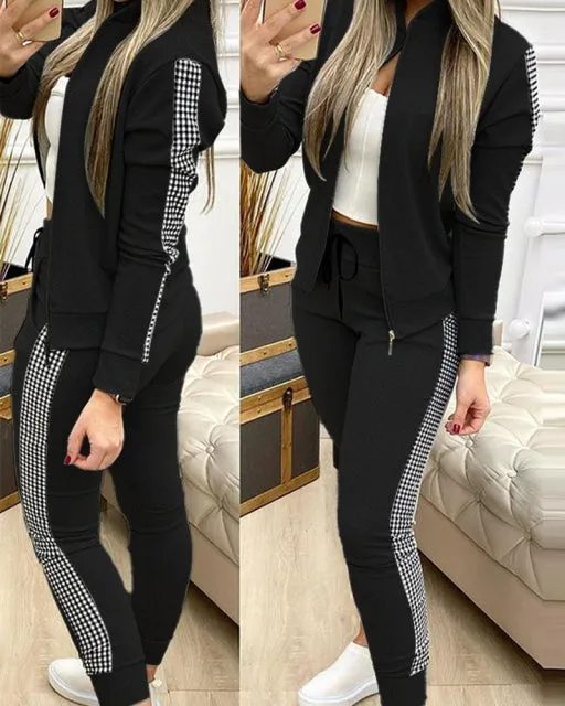 Ensemble 2 pieces pour femme / 2 Piece Set Autumn Winter Zipper Jacket   Long Pants Sports Suit Female Sweatshirt Sportswear Suit For Woman