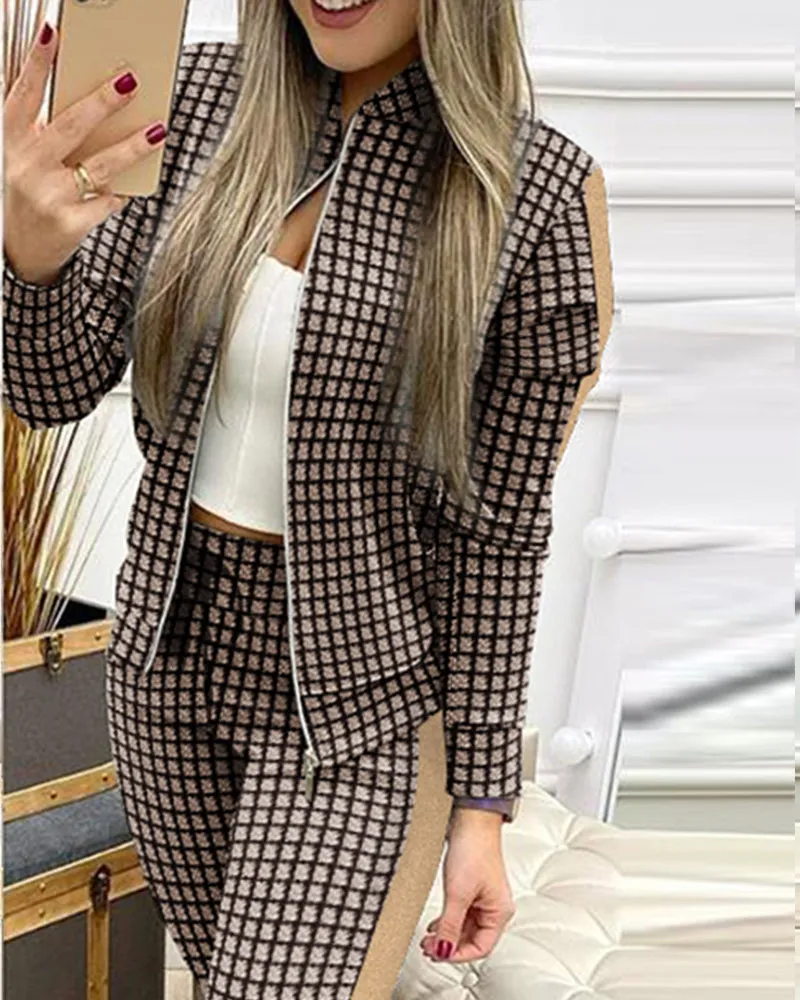 Ensemble 2 pieces pour femme / 2 Piece Set Autumn Winter Zipper Jacket   Long Pants Sports Suit Female Sweatshirt Sportswear Suit For Woman
