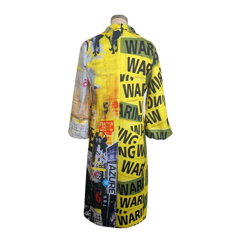 Fashion Letter Print Long Sleeves Coats for Women