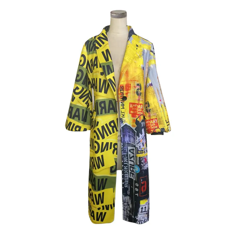 Fashion Letter Print Long Sleeves Coats for Women