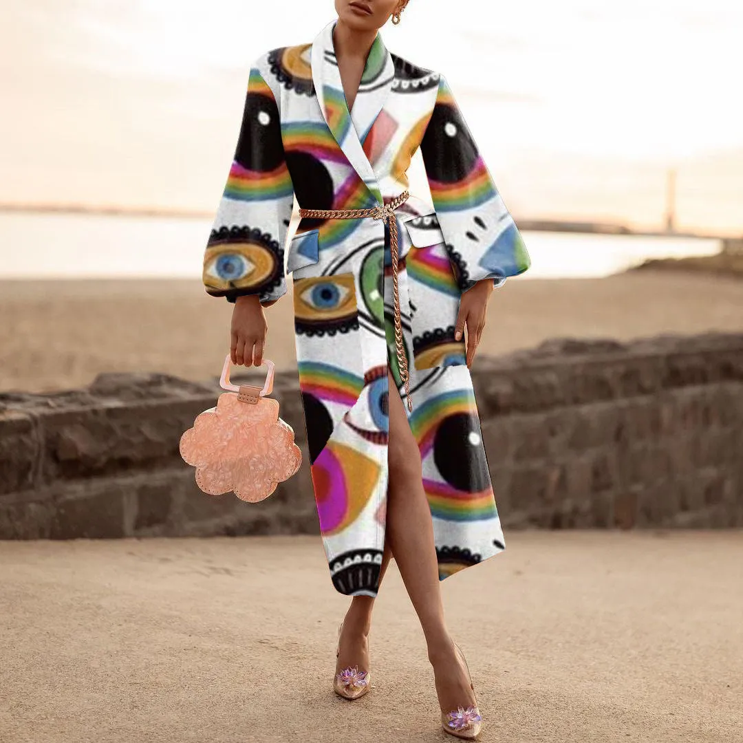 Fashion Letter Print Long Sleeves Coats for Women
