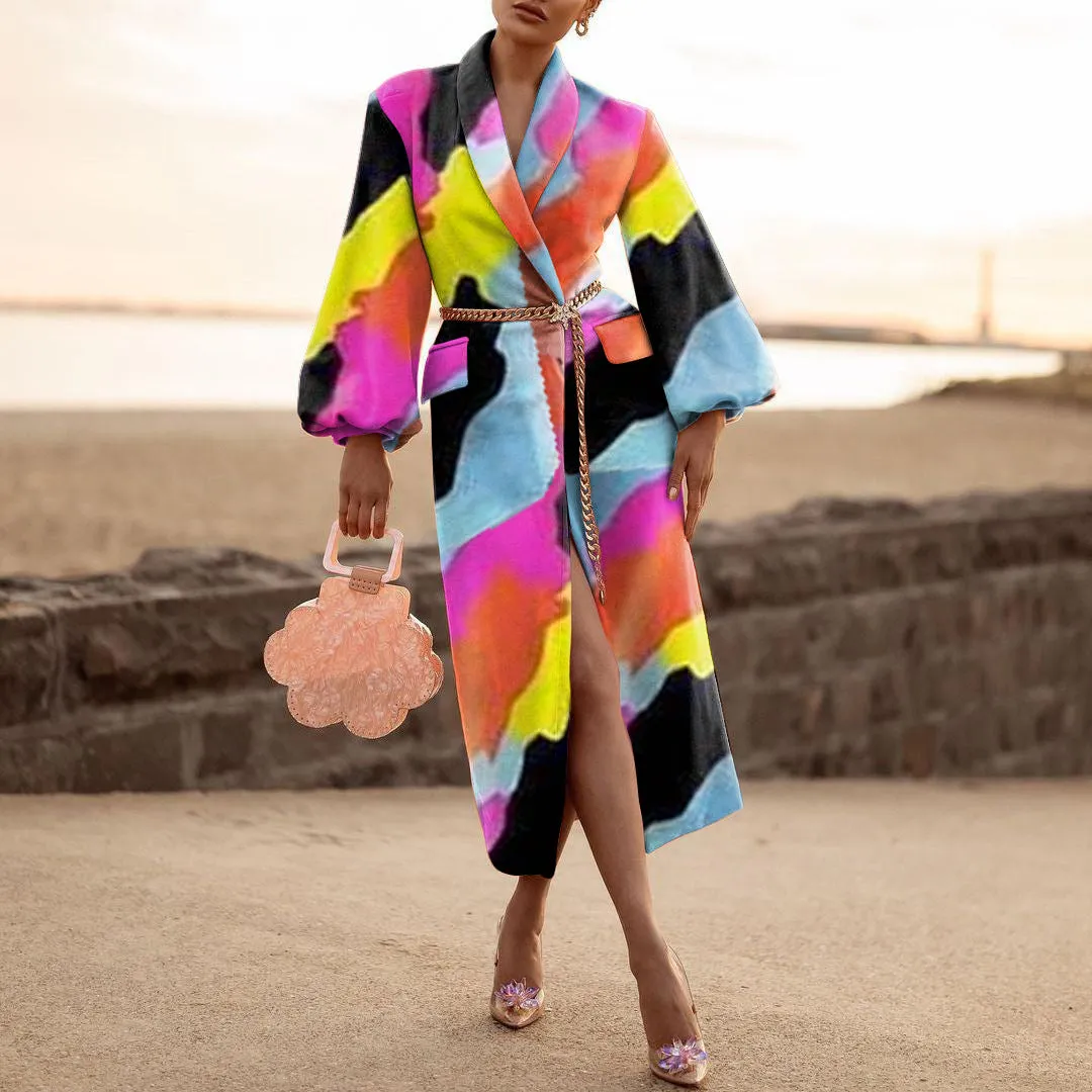 Fashion Letter Print Long Sleeves Coats for Women