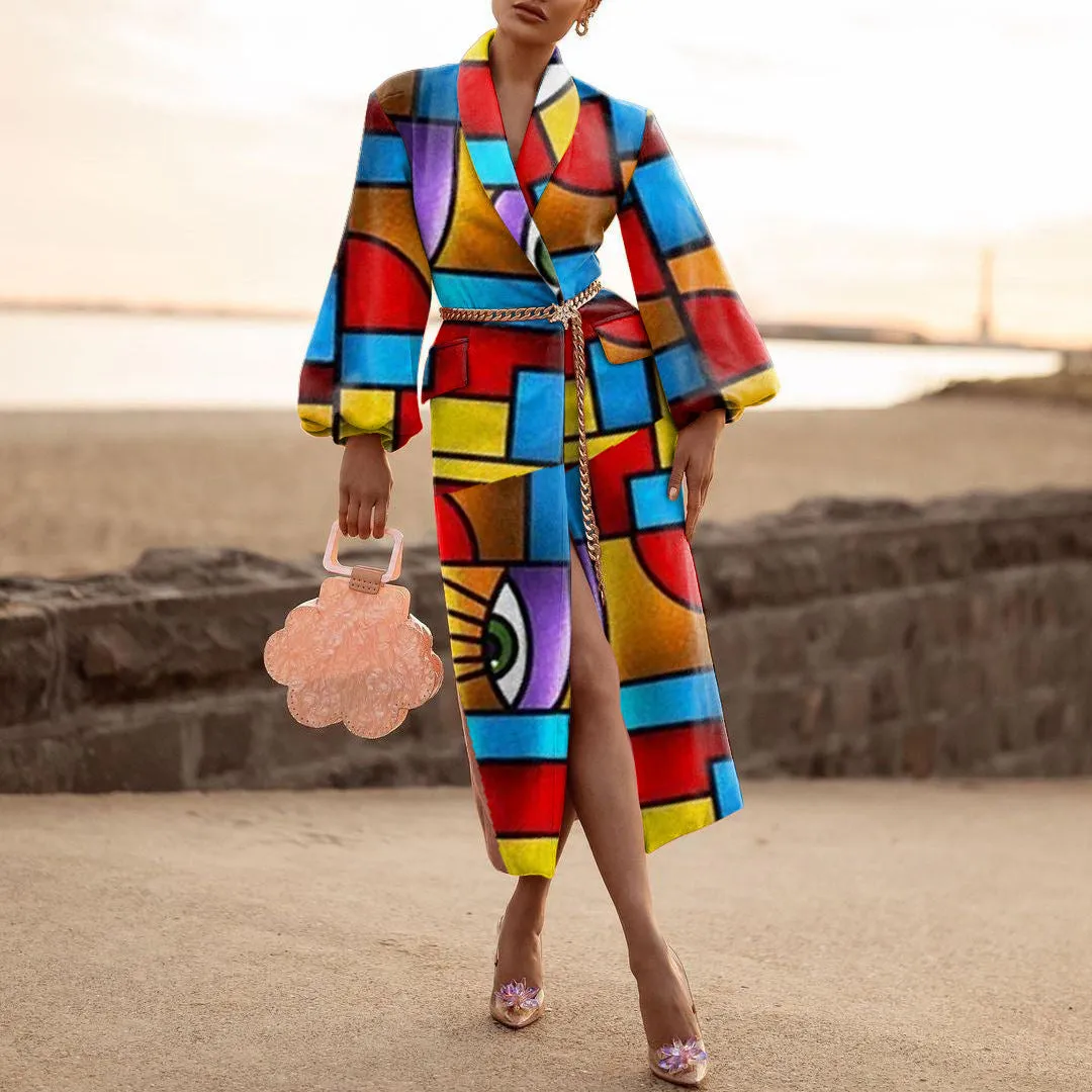 Fashion Letter Print Long Sleeves Coats for Women