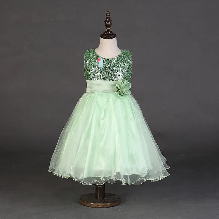 Fashion Sequin Flower Girl Dress Party Birthday wedding princess Toddler baby Girls Clothes Children Kids Girl Dresses