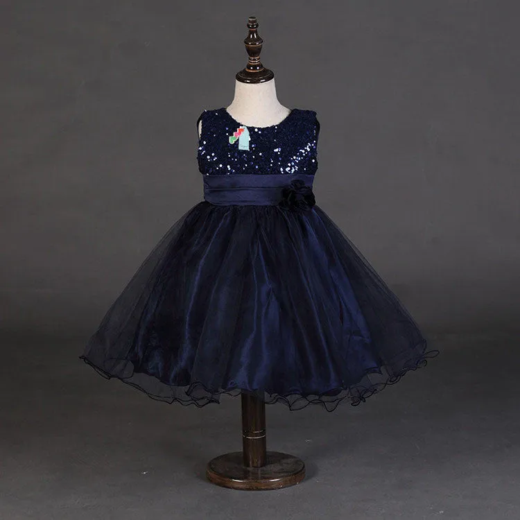 Fashion Sequin Flower Girl Dress Party Birthday wedding princess Toddler baby Girls Clothes Children Kids Girl Dresses
