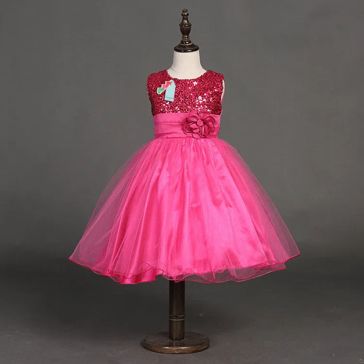 Fashion Sequin Flower Girl Dress Party Birthday wedding princess Toddler baby Girls Clothes Children Kids Girl Dresses