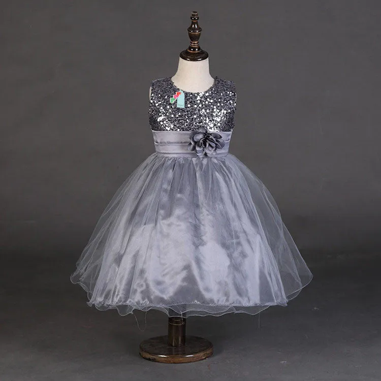 Fashion Sequin Flower Girl Dress Party Birthday wedding princess Toddler baby Girls Clothes Children Kids Girl Dresses