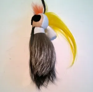 Fendi Mini Karlito Fur Charm Keychain Purse Bag Yellow Mohawk