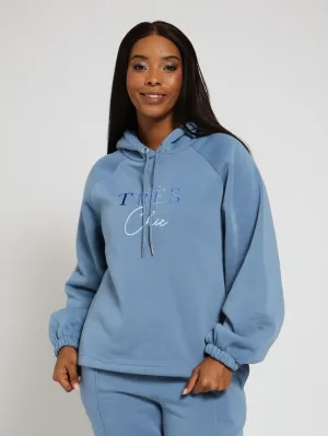 Fleece Embroidered Active Top - Periwinkle