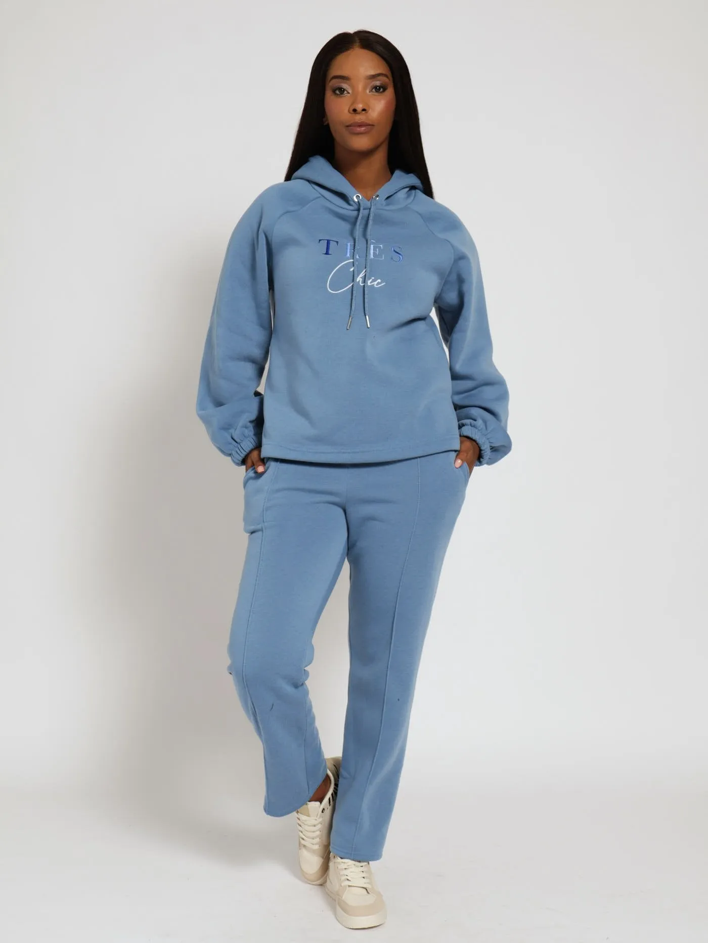 Fleece Embroidered Active Top - Periwinkle