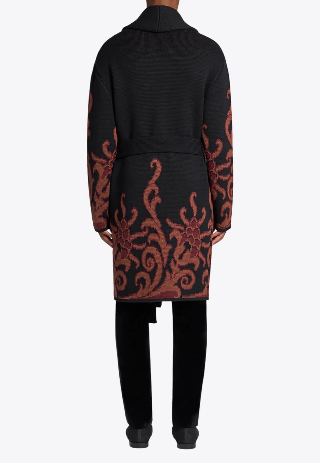 Floral Jacquard Single-Breasted Coat