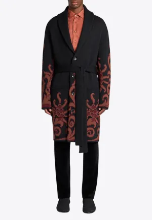 Floral Jacquard Single-Breasted Coat