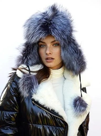 Fox Fur Trapper Hat (Leather Body)
