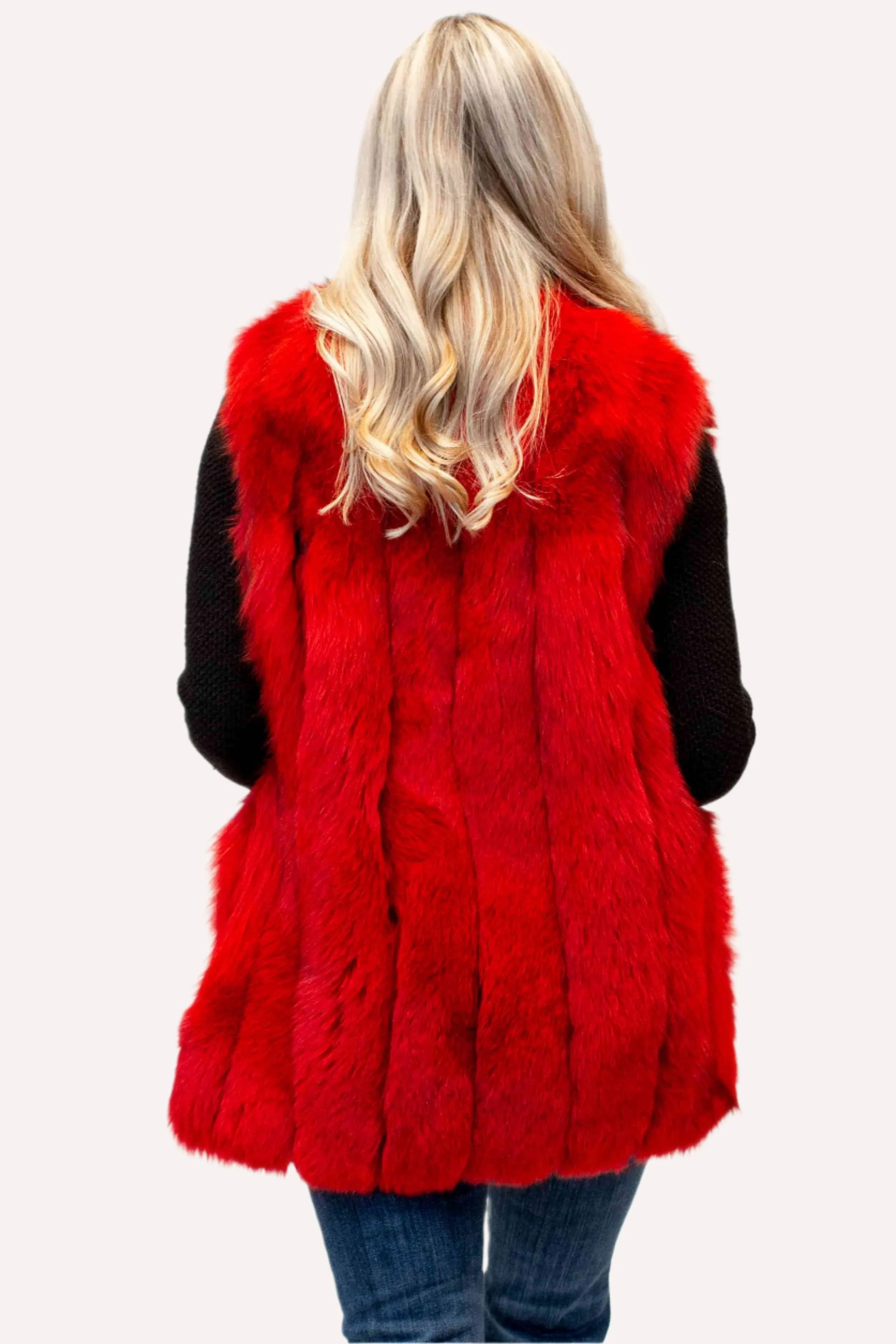 Fox Fur Vest in Vertical Pattern