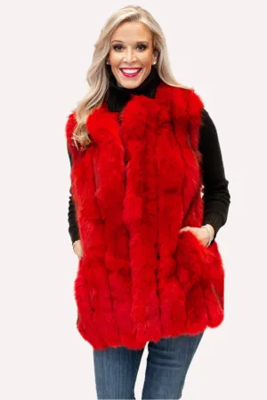 Fox Fur Vest in Vertical Pattern