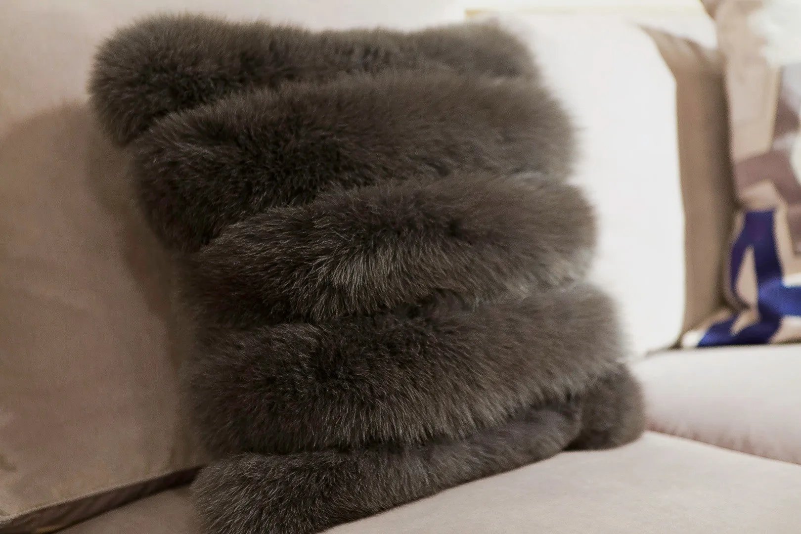 Fox Strip Warm Coal Pillow - Adri Collection