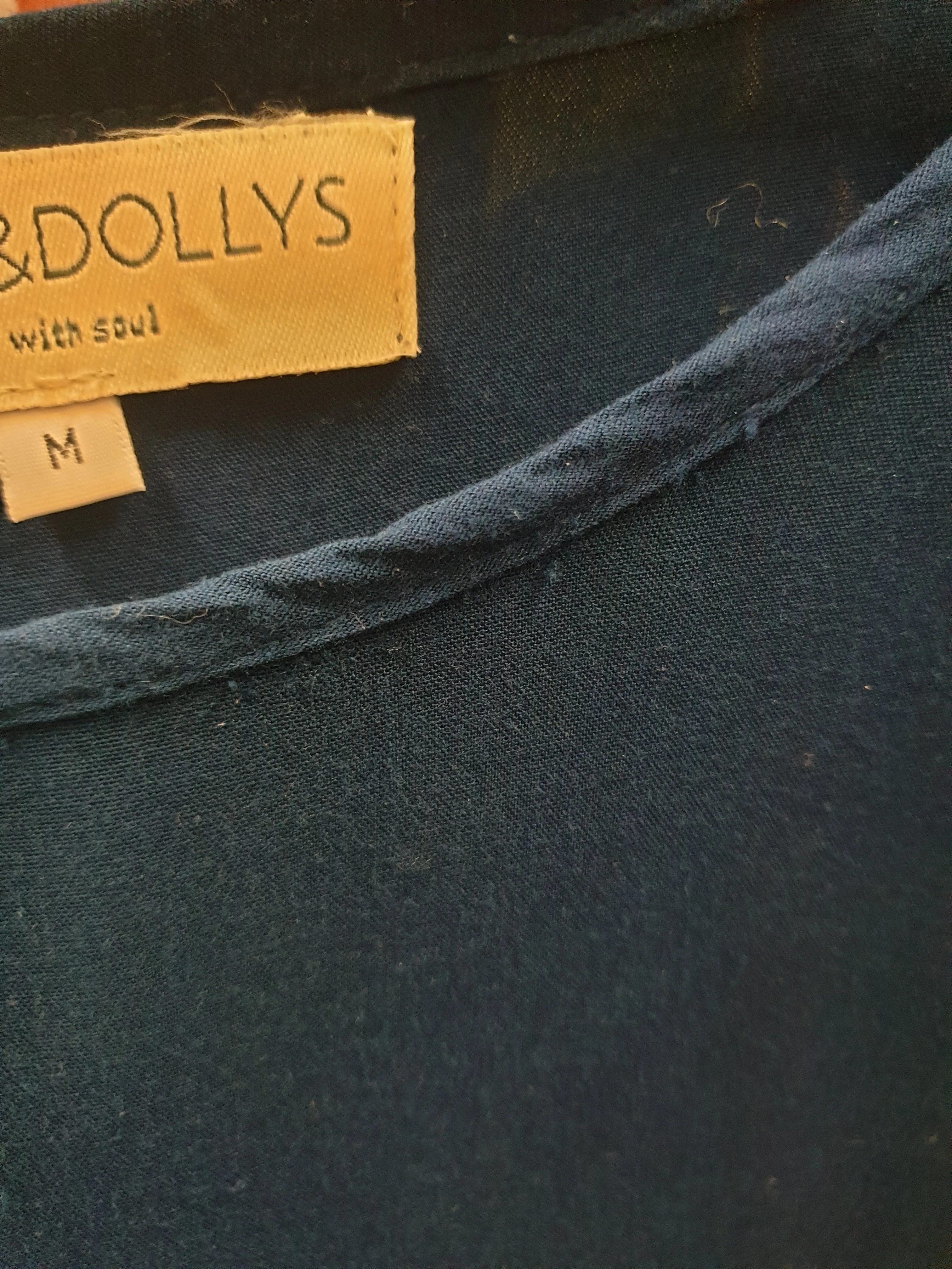 Frank & Dolly's navy dress with large blue polka dots size M