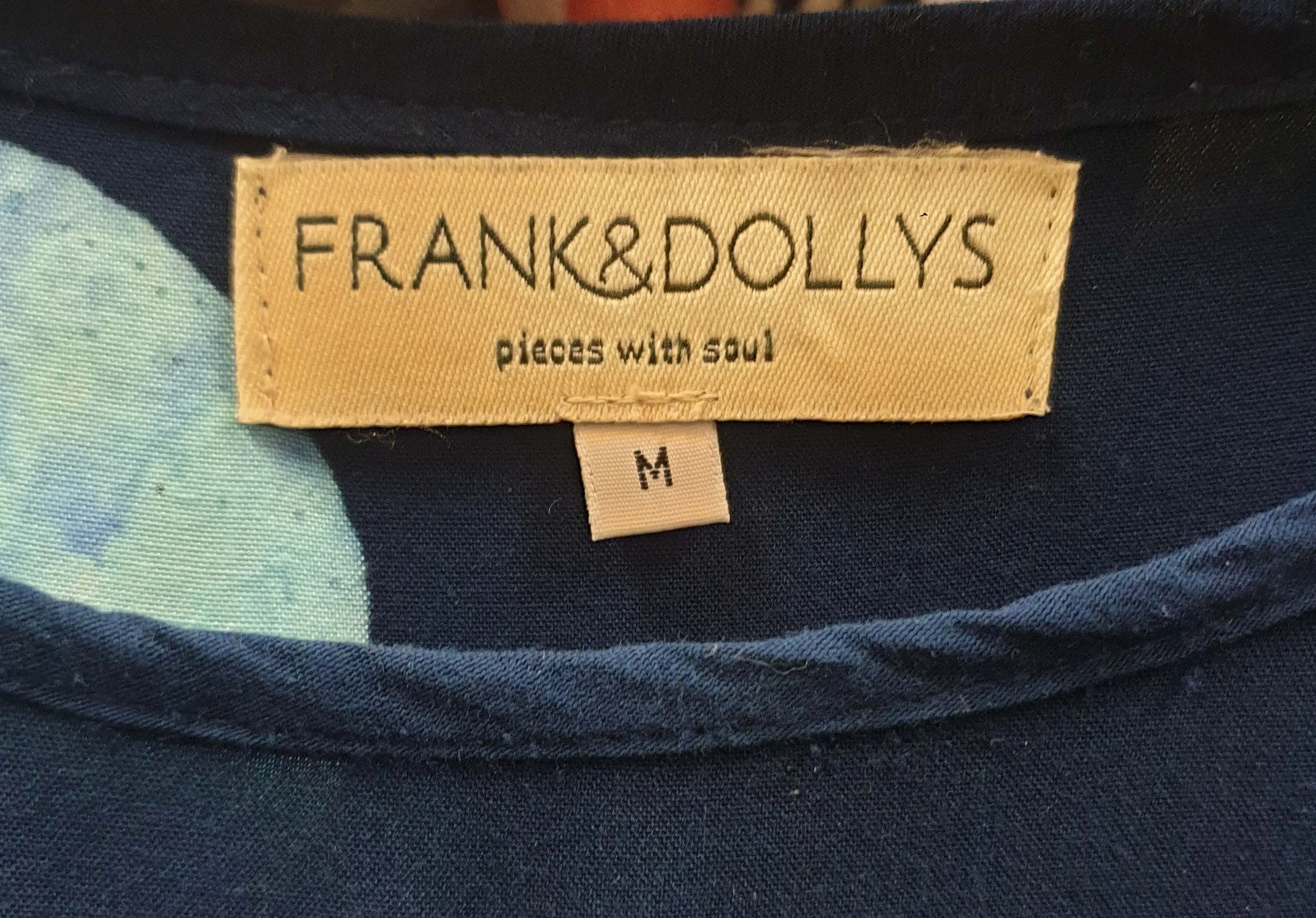 Frank & Dolly's navy dress with large blue polka dots size M