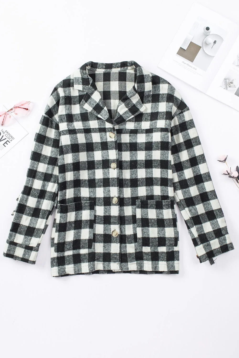 Fringed Plaid Print Shacket