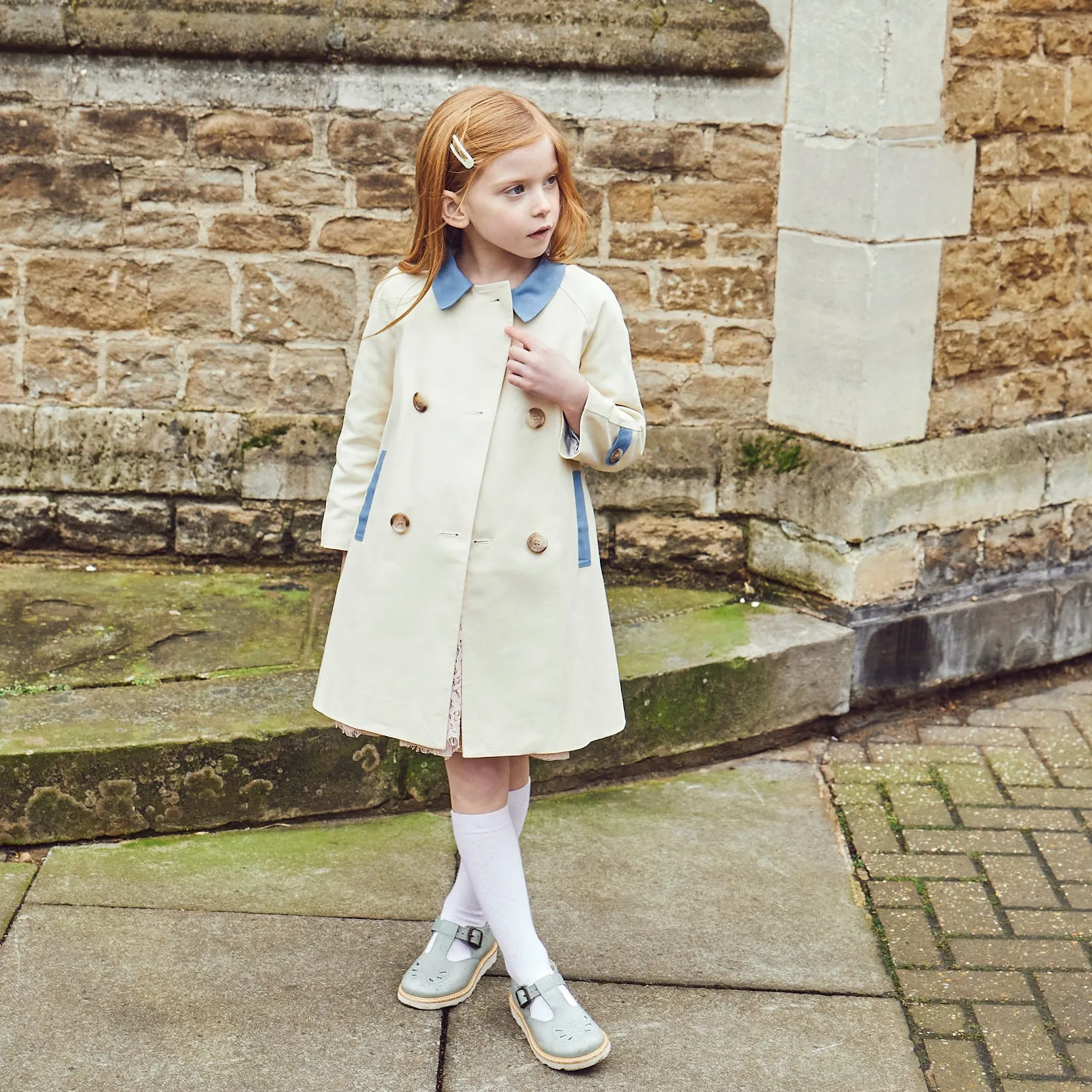 Fulham Girls Bridge Coat - Delft