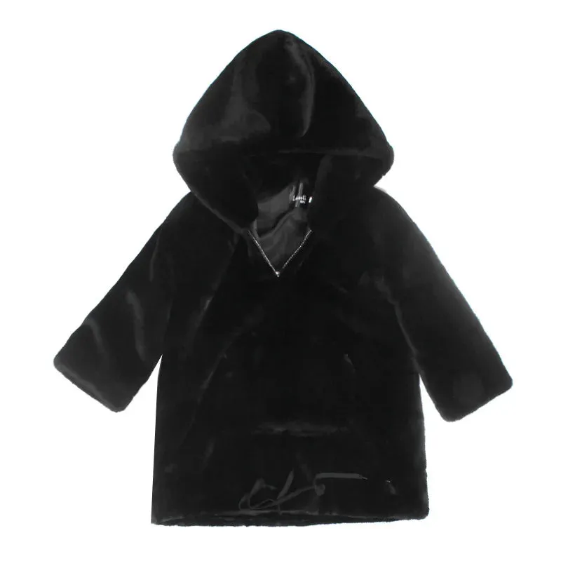 Fur Affordable delivery Coat Warm Jacket Pocket Plush Fur Big ticket savings Runaway Faux Fake Women Zip Hooded Long Brand Overcoats Rabbit Luxury Fashion Big