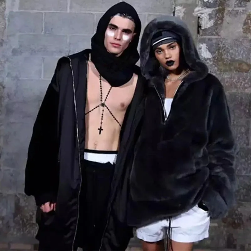 Fur Affordable delivery Coat Warm Jacket Pocket Plush Fur Big ticket savings Runaway Faux Fake Women Zip Hooded Long Brand Overcoats Rabbit Luxury Fashion Big