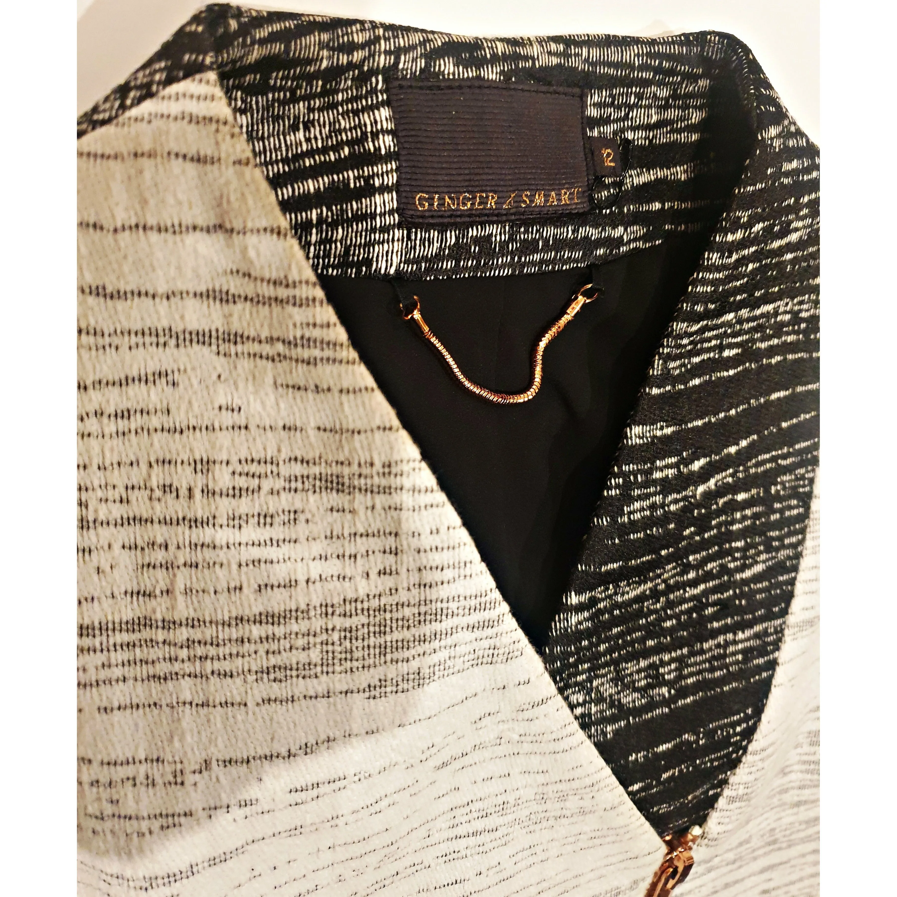 Ginger & Smart grey and cream jackets with copper zip size 12