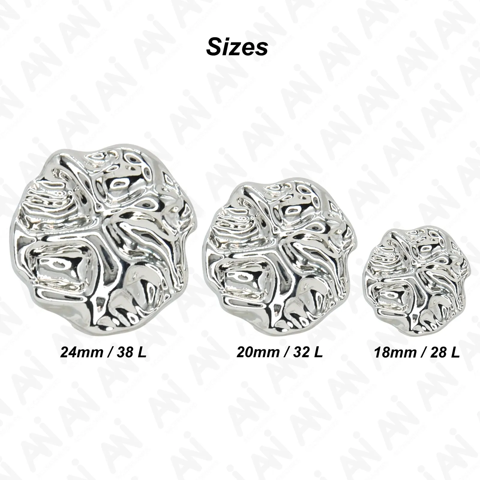 Gold Nugget Metal Shank Button (Pack of 8 Buttons)