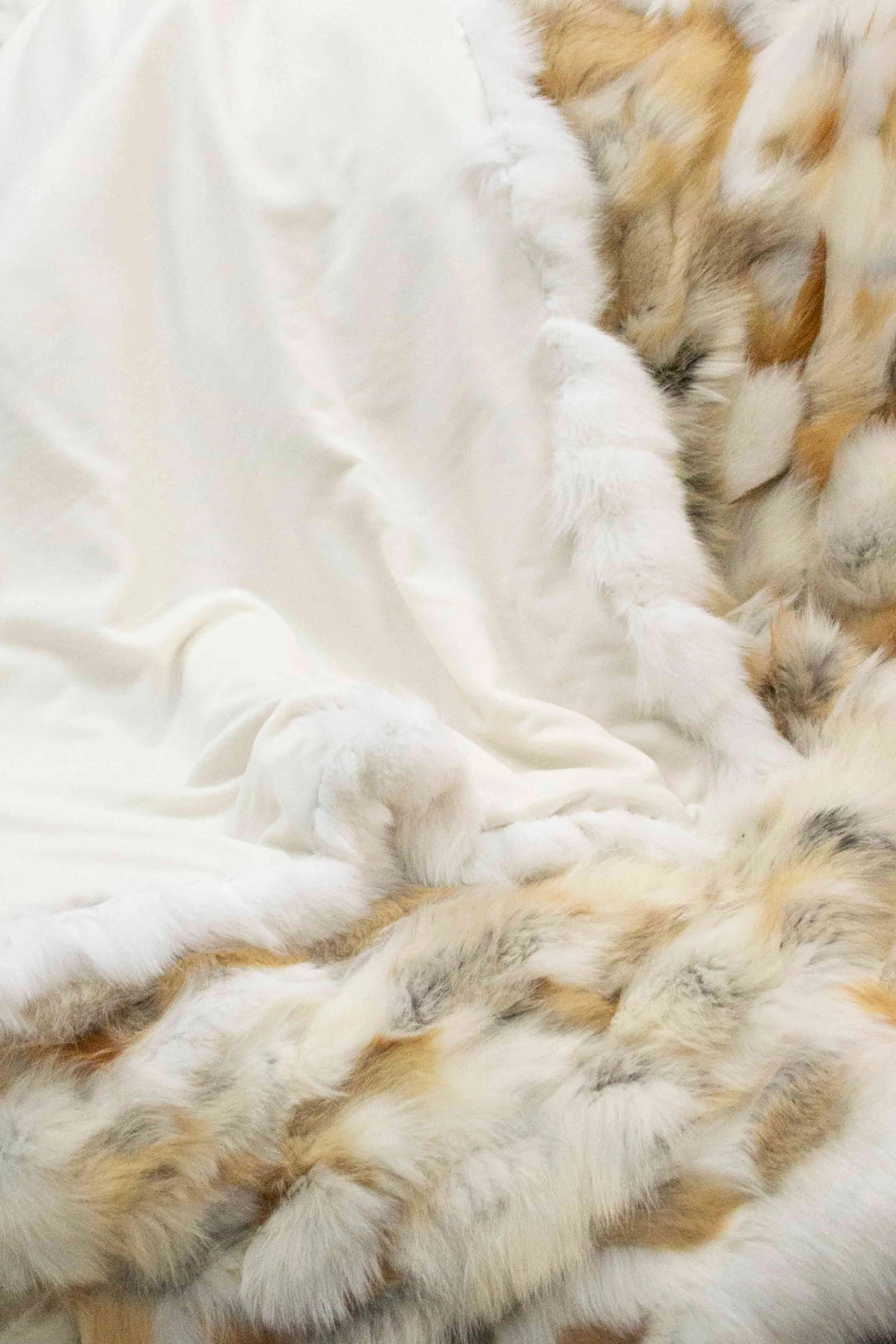 Golden Island & White Fox Fur Blanket