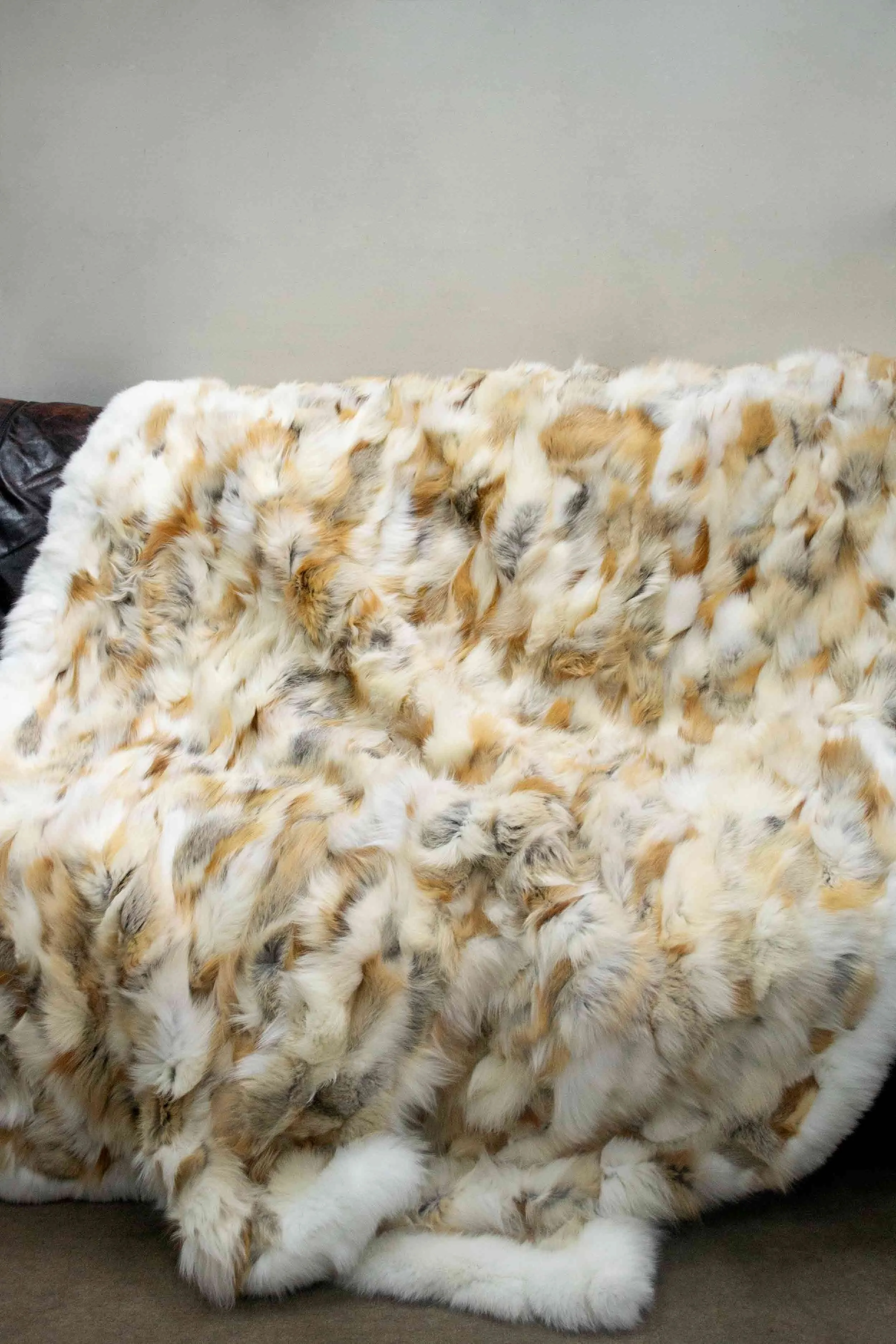 Golden Island & White Fox Fur Blanket