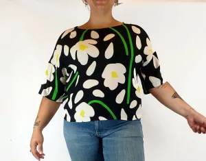 Gorman black and daisy print top size 14